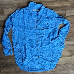 Pilcro and the Letterpress Vibrant Blue Textured Shirt